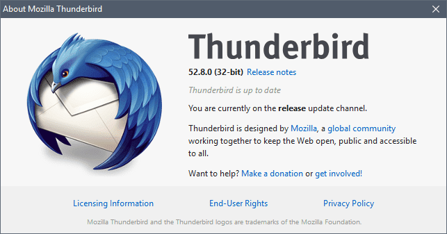 Thunderbird 52.8.0 security update released