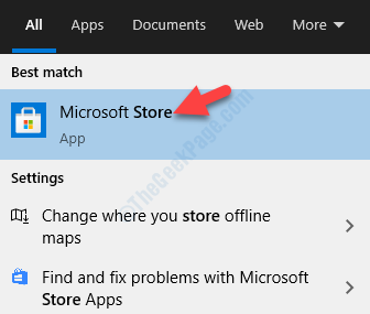 Resultado Haga clic con el botón izquierdo en Microsoft Store