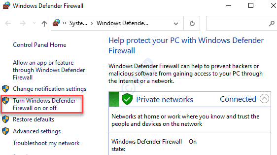 Panel de control Firewall de Windows Defender Activar o desactivar el Firewall de Windows Defender