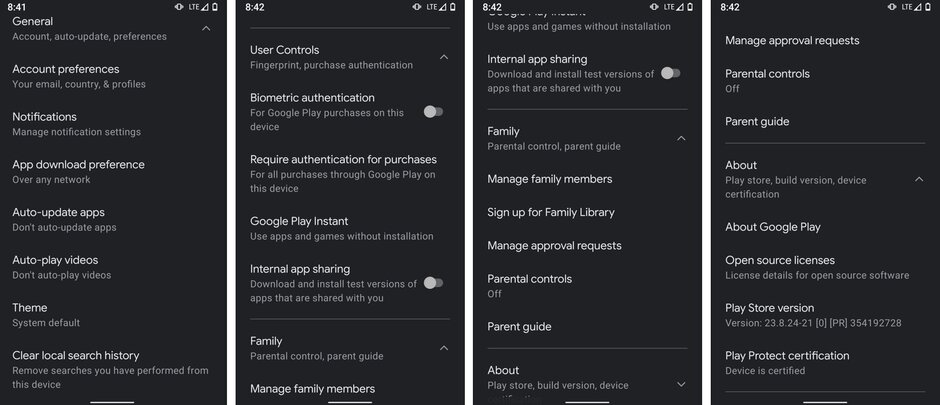 La captura de pantalla muestra la actualización que Google está probando para Play Store - Google prueba el rediseño de la configuración de Play Store 