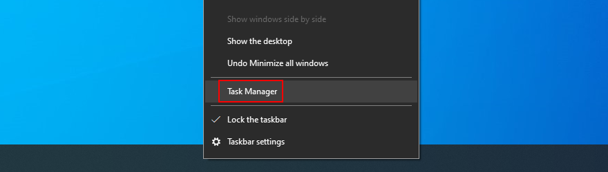 Windows 10 muestra cómo abrir el Administrador de tareas desde la barra de tareas