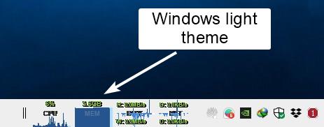 Barra de tareas Monitor tema de luz de windows
