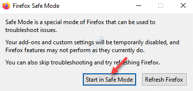 Inicio del modo seguro de Firefox en modo seguro