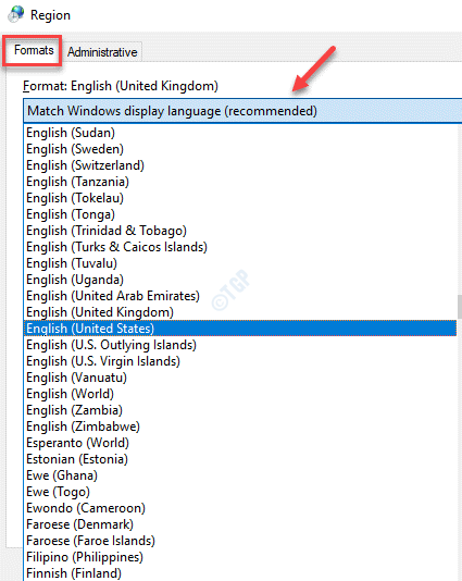Región Formatos Formato Desplegable Seleccionar idioma Aplicar Ok