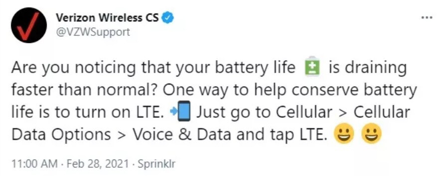 Verizon esencialmente les dice a los suscriptores que apaguen el 5G si la batería se está agotando demasiado rápido; Verizon dice que si tiene este problema, apague el 5G