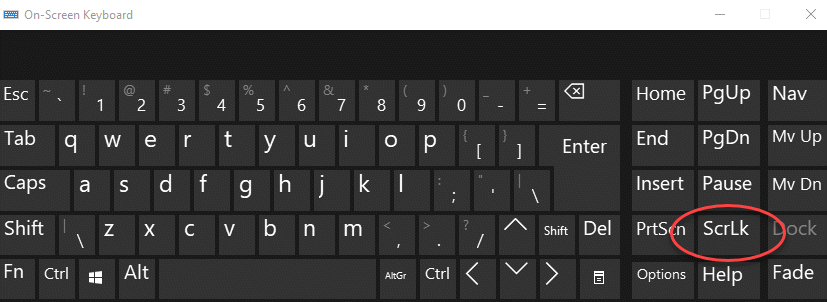 Desplazamiento del teclado en pantalla Presione para apagar
