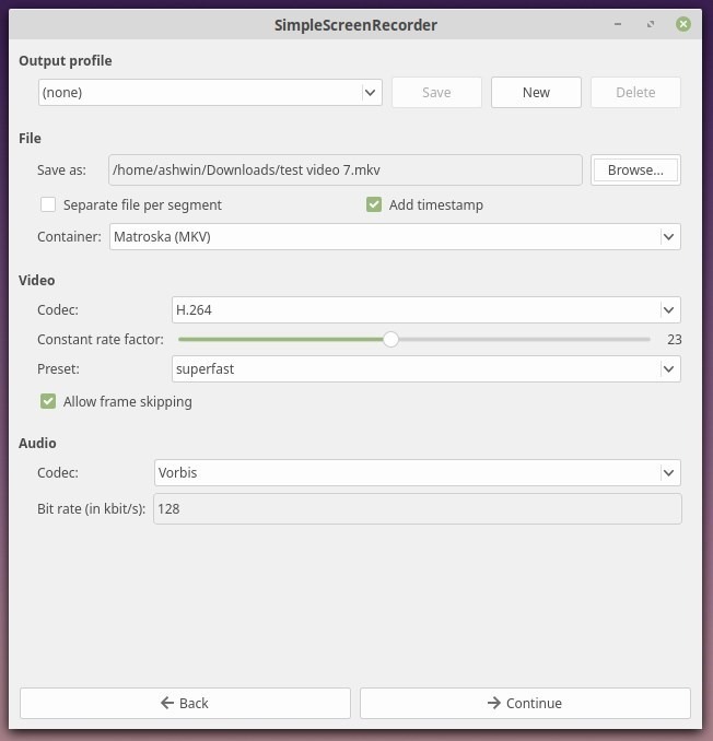 Aplicación de captura de video SimpleScreenRecorder para Linux