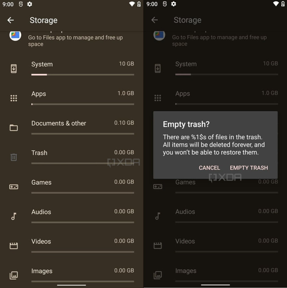 Se espera que Google resalte el almacenamiento y la eliminación de la Papelera en Android 12: los botes de basura en Android 12 podrían permitirle almacenar, restaurar o eliminar archivos de forma permanente