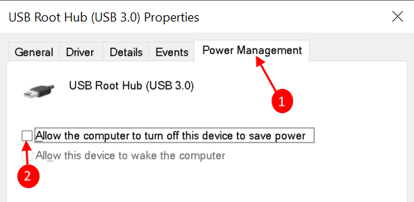Gestión mínima de energía USB