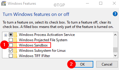 Desactivar la zona de pruebas de Windows