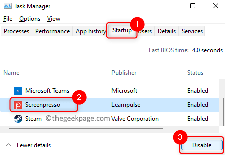 Administrador de tareas Deshabilitar el editor de aplicaciones de inicio No Microsoft Min