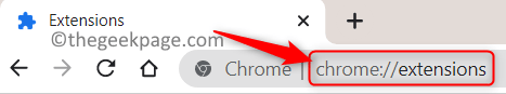 Barra de direcciones de extensiones de Chrome Mín.