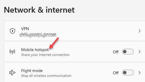 Network & Internet Mobile Hotspot