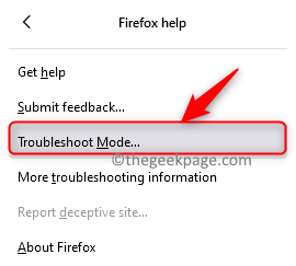 Modo mínimo de resolución de problemas de Firefox Hel