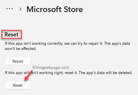 Restablecer Restablecer de Microsoft Store