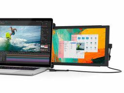una computadora portátil con un segundo monitor adjunto