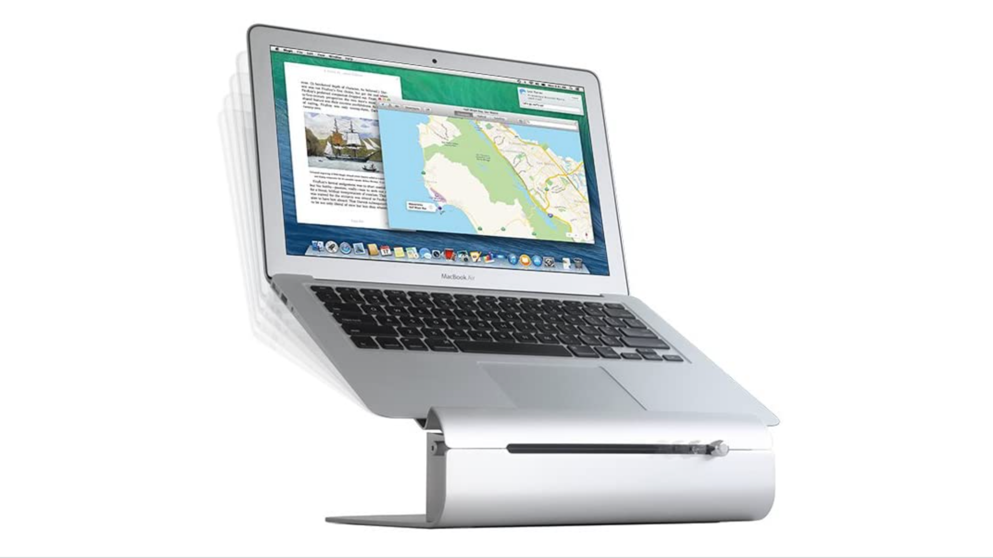 Macbook Air en un soporte para computadora portátil