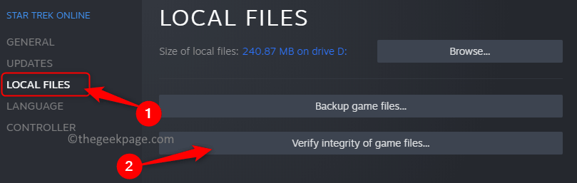 Los archivos locales del juego de Steam verifican la integridad de los archivos del juego.