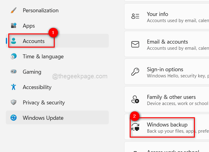 Cuentas Copia de seguridad de Windows 11zon