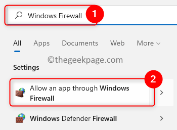 Firewall de Windows Permitir una aplicación a través de Firewall Min