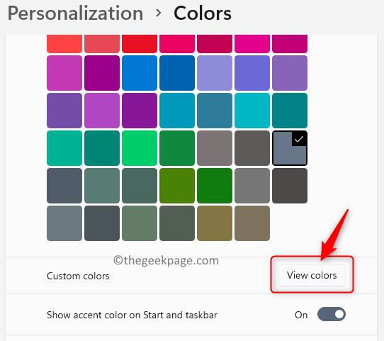Colores de personalización Colores personalizados Ver colores Mín.