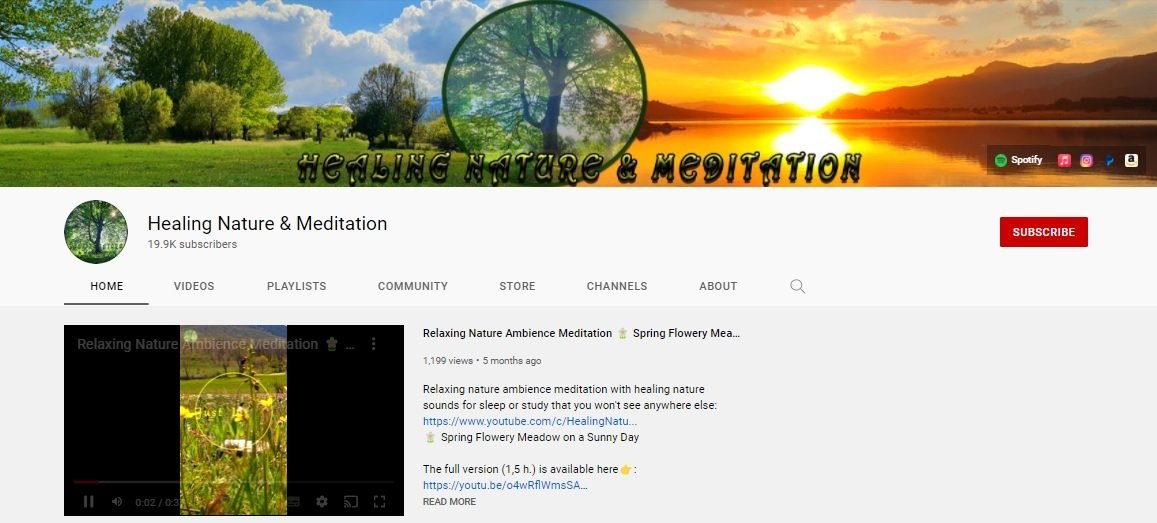 Naturaleza curativa y meditación en YouTube