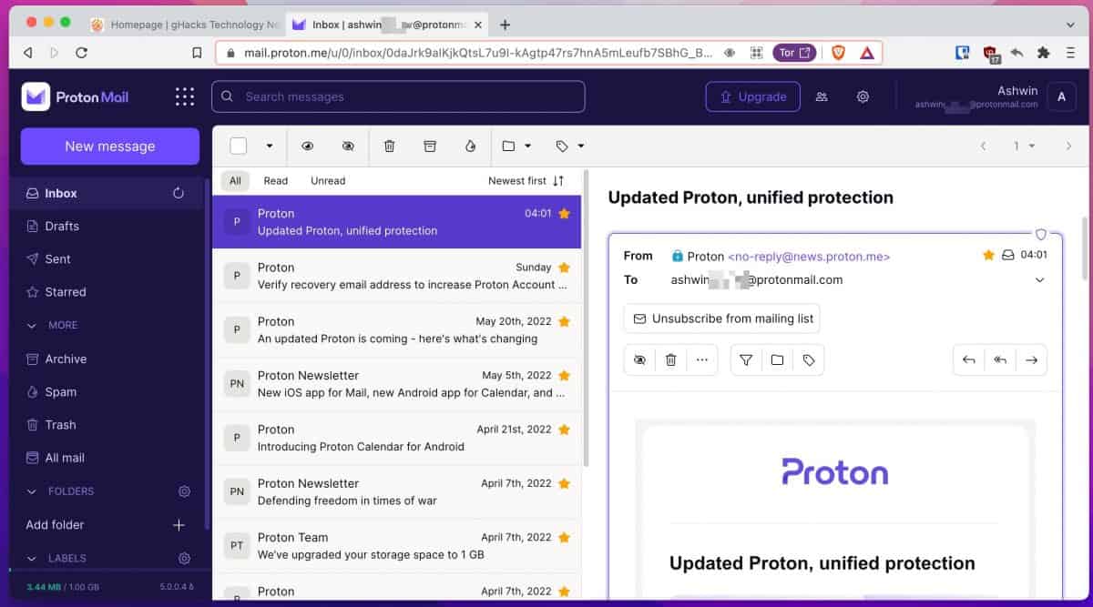 Proton mail nuevo diseño de sitio web