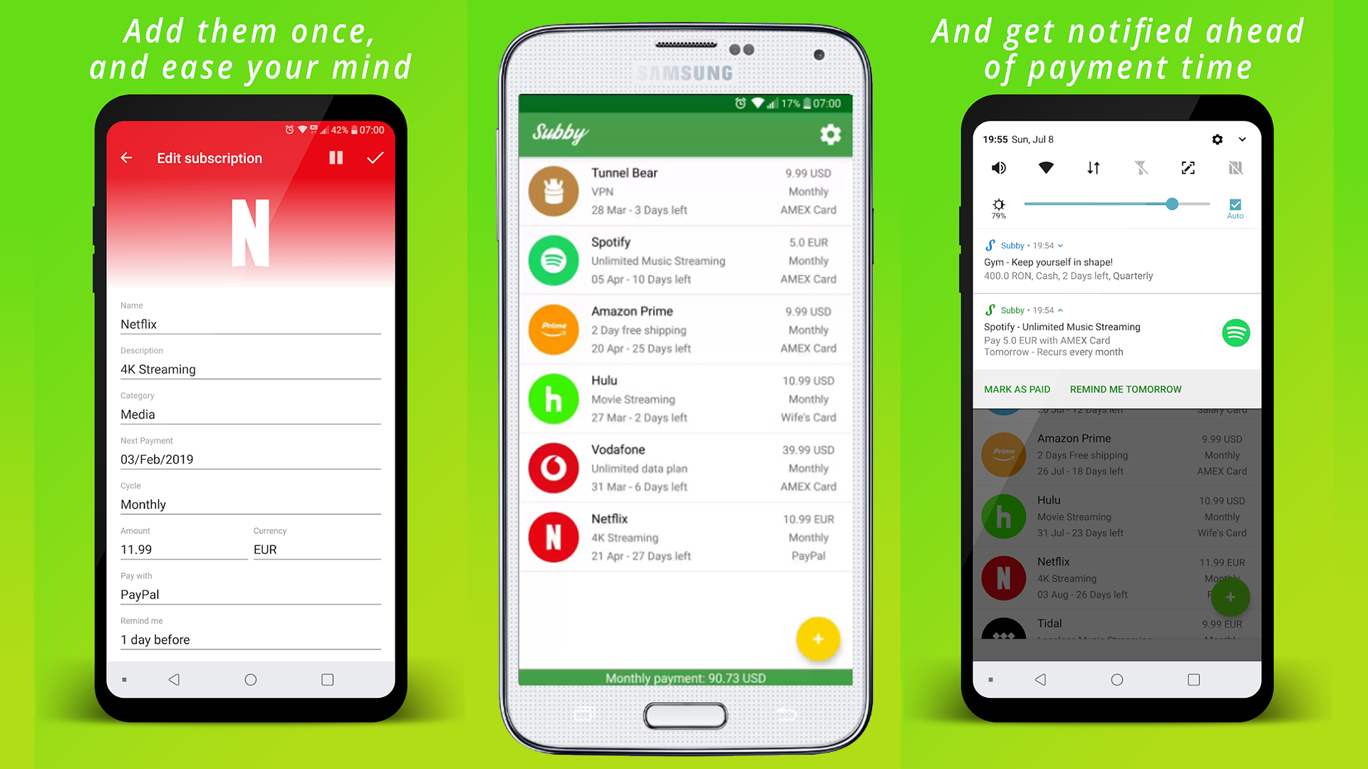 aplicación subby en android con feo fondo verde