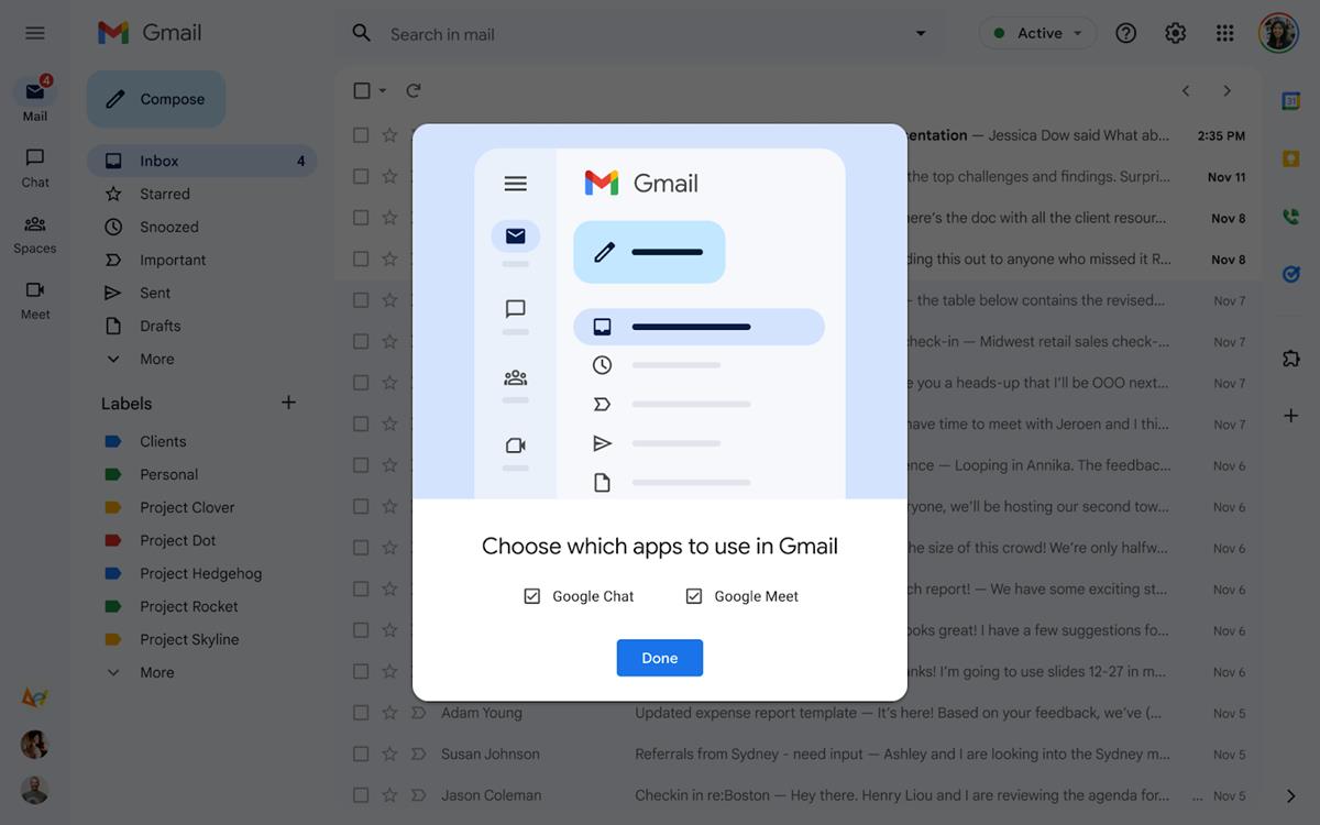 elegir qué aplicaciones usar en Gmail