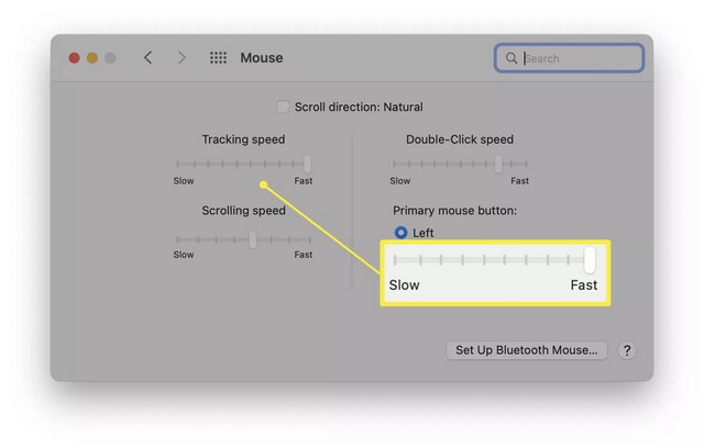 Reducir la aceleración del mouse en Mac