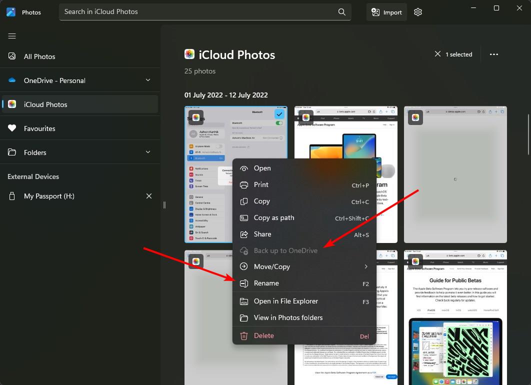 nuevo menú contextual de la aplicación Microsoft Photos