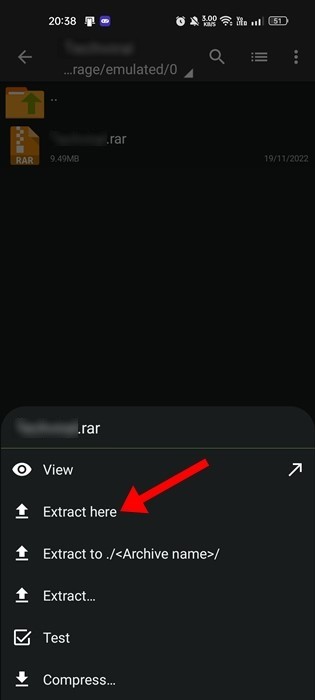 Abrir archivos RAR en Android usando ZArchiver