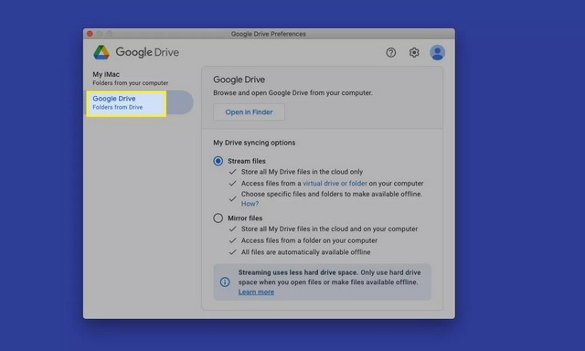 Usa y configura Google Drive en tu Mac