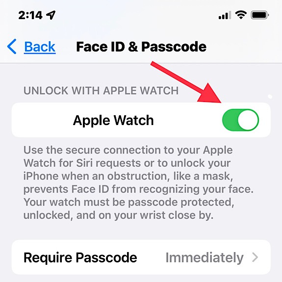Iniciar sesión Face ID Apple Watch