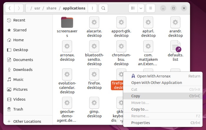 Crear archivo de escritorio Linux 10 Copiar archivo de escritorio