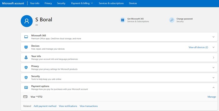 Problema de licencia de Office Detalles de la cuenta de Microsoft