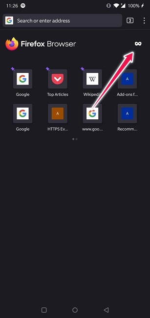 Tomar capturas de pantalla Modo incógnito Android Firefox Nueva ventana privada