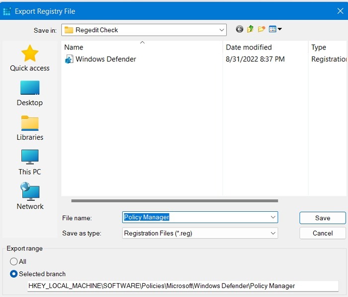 Esta configuración Administrador administrado Windows11 Subclave del administrador de políticas de exportación