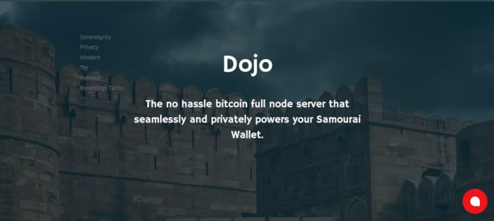 Instalación de Bitcoin Dojo 05 Sitio web del servidor Dojo