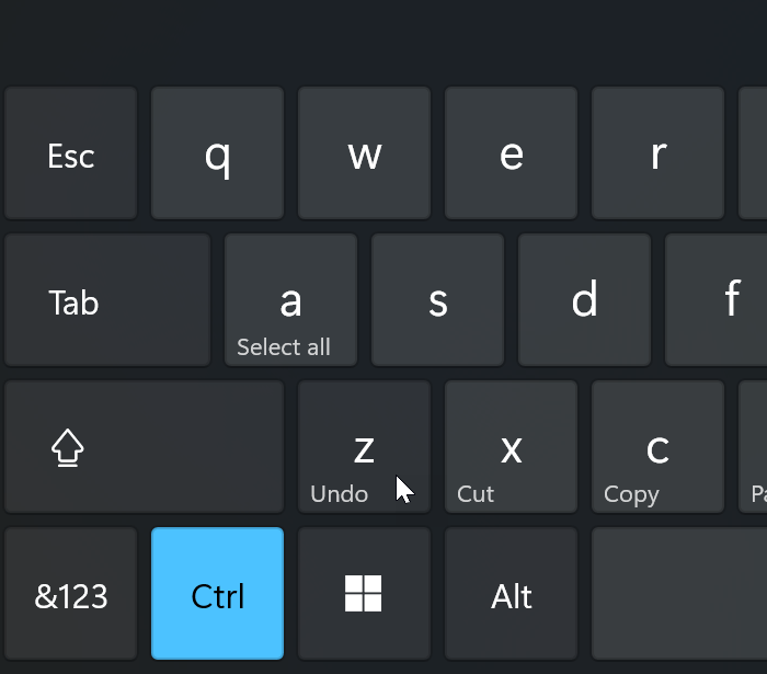 Combinación de teclas del teclado táctil de Windows 11