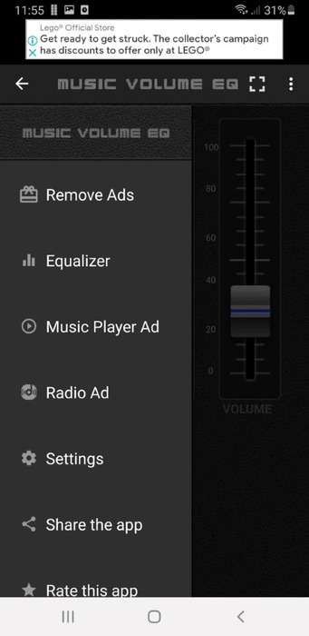 Ecualizador de Android Música Volumen Eq Menú
