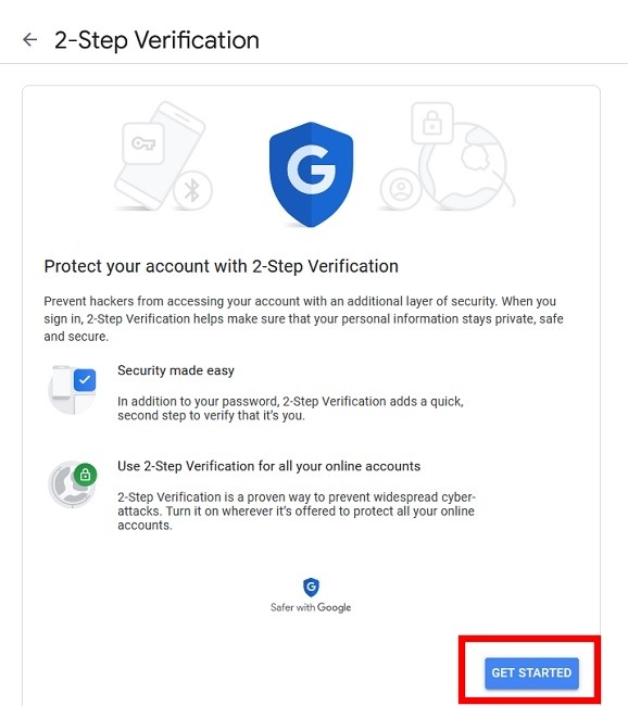 Código de autenticación de Google PC Empezar