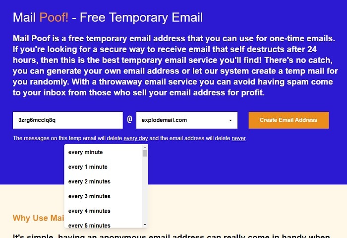 Proveedores de correo electrónico desechables y desechables que puede probar Mailpoof