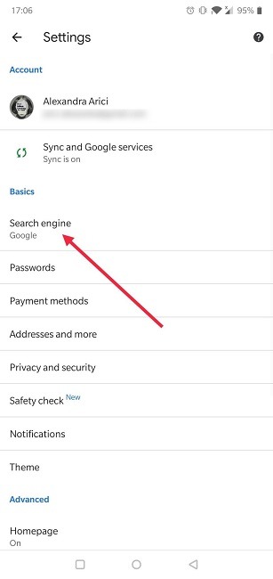Cómo cambiar el motor de búsqueda predeterminado Android Chrome Search Engine