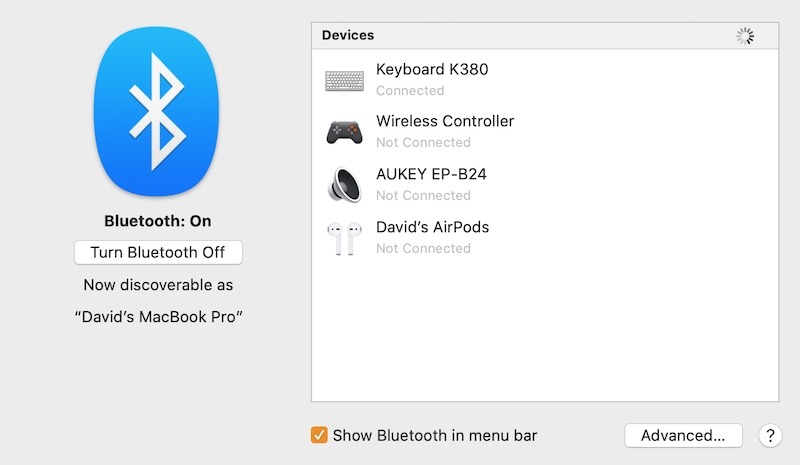 Conecte Airpods a Mac Bluetooth