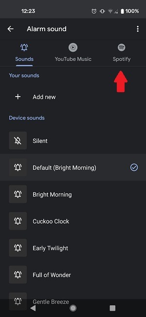 Cómo configurar la alarma de Spotify Google Select Spotify