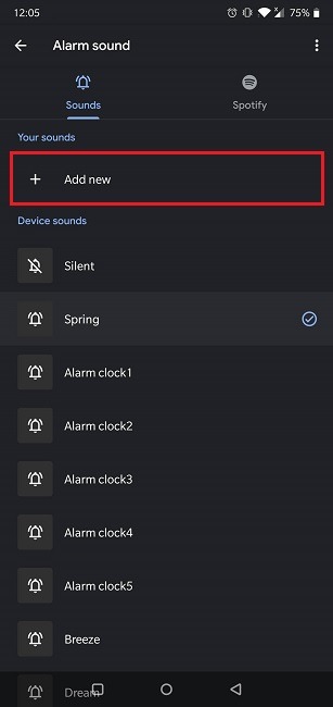 Cómo configurar la alarma de Spotify Reloj de Google Agregar nuevo tono de llamada