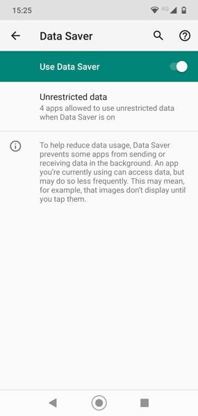 Detener aplicaciones que usan datos móviles Android Data Saver 2