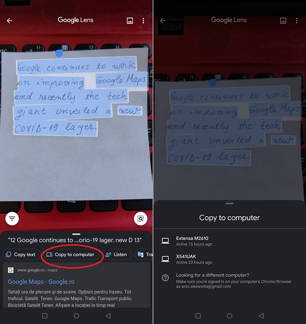 Seis funciones más de Google Lens Copiar texto Computadora