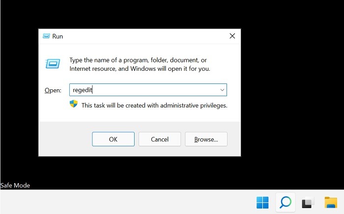 Perfil de usuario de Windows11 Modo seguro Regedit